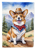 Corgi Cowboy Welcome House Flag 28x40 Porch Sleeve Pole Decorative Outside Yard Banner Artwork Wall Hanging, Polyester