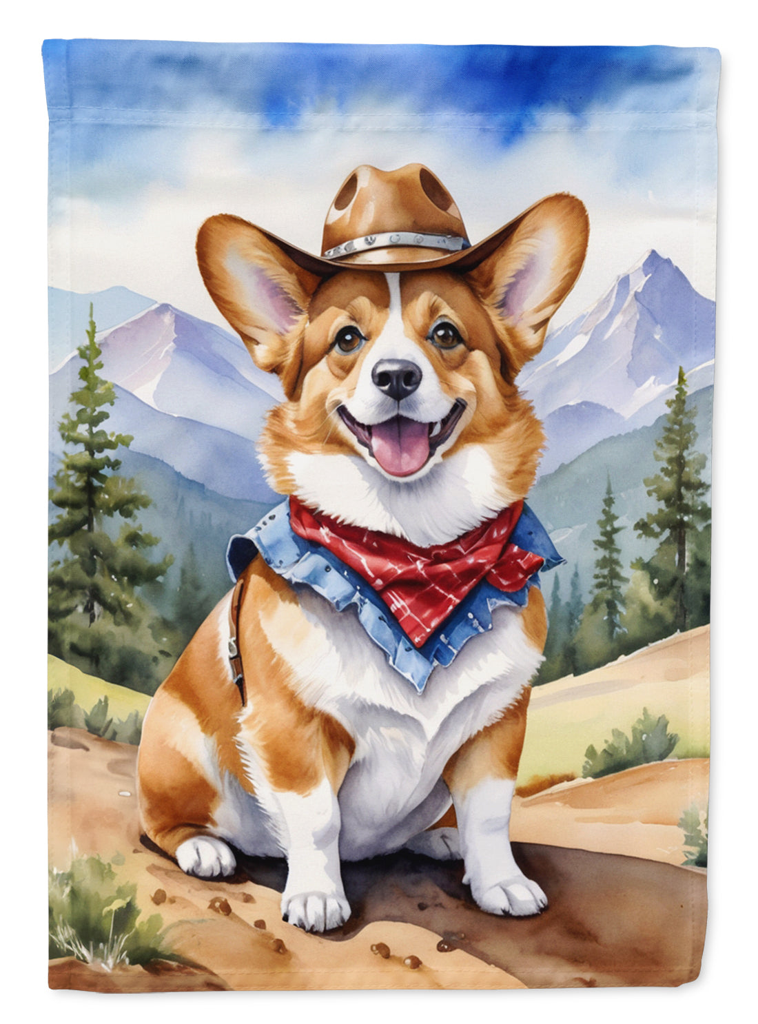 Corgi Cowboy Welcome House Flag 28x40 Porch Sleeve Pole Decorative Outside Yard Banner Artwork Wall Hanging, Polyester