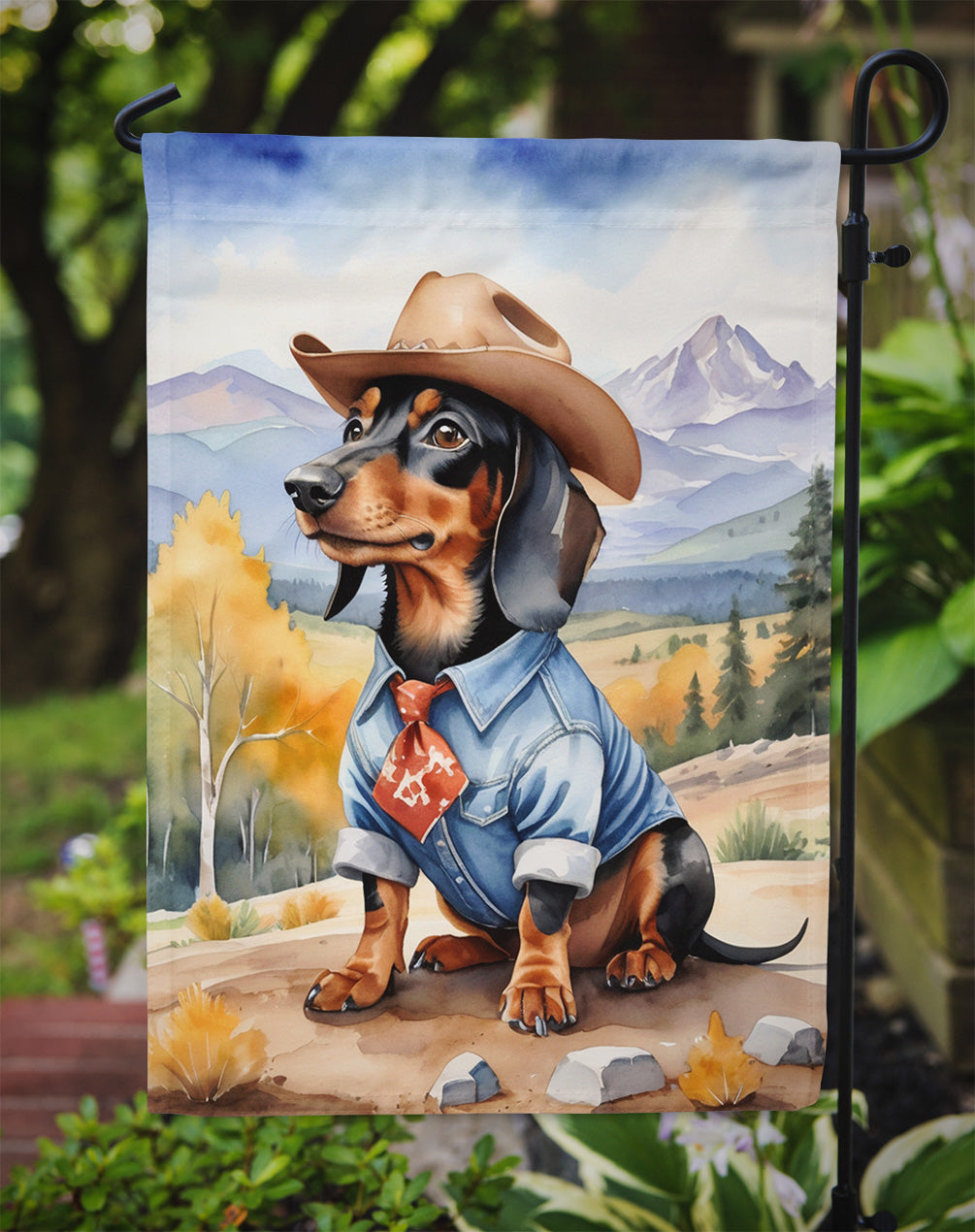 Dachshund Cowboy Welcome Garden Flag Mailbox Decorative Yard Banner Outside Patio Artwork for Flower Beds, Garden Size, Multicolor