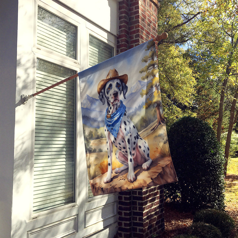 Dalmatian Cowboy Welcome House Flag 28x40 Porch Sleeve Pole Decorative Outside Yard Banner Artwork Wall Hanging, Polyester