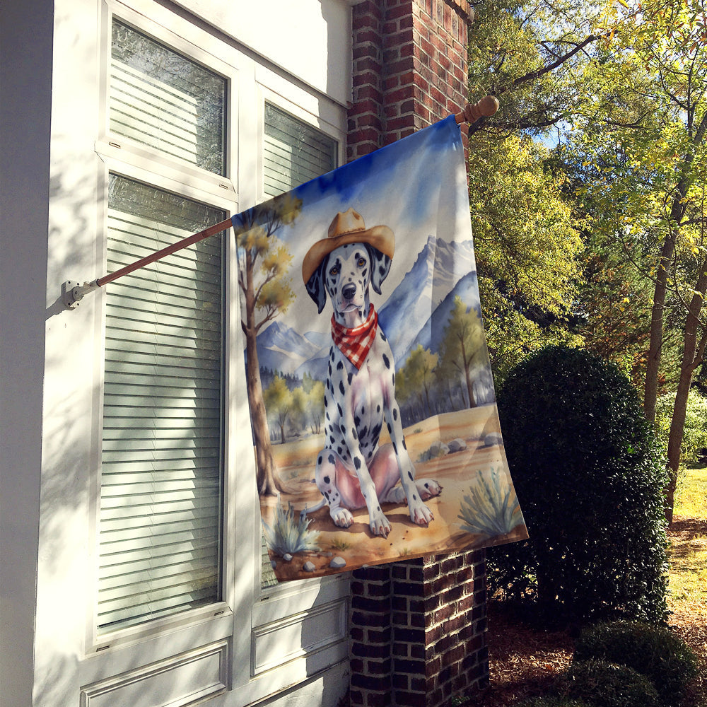 Dalmatian Cowboy Welcome House Flag 28x40 Porch Sleeve Pole Decorative Outside Yard Banner Artwork Wall Hanging, Polyester