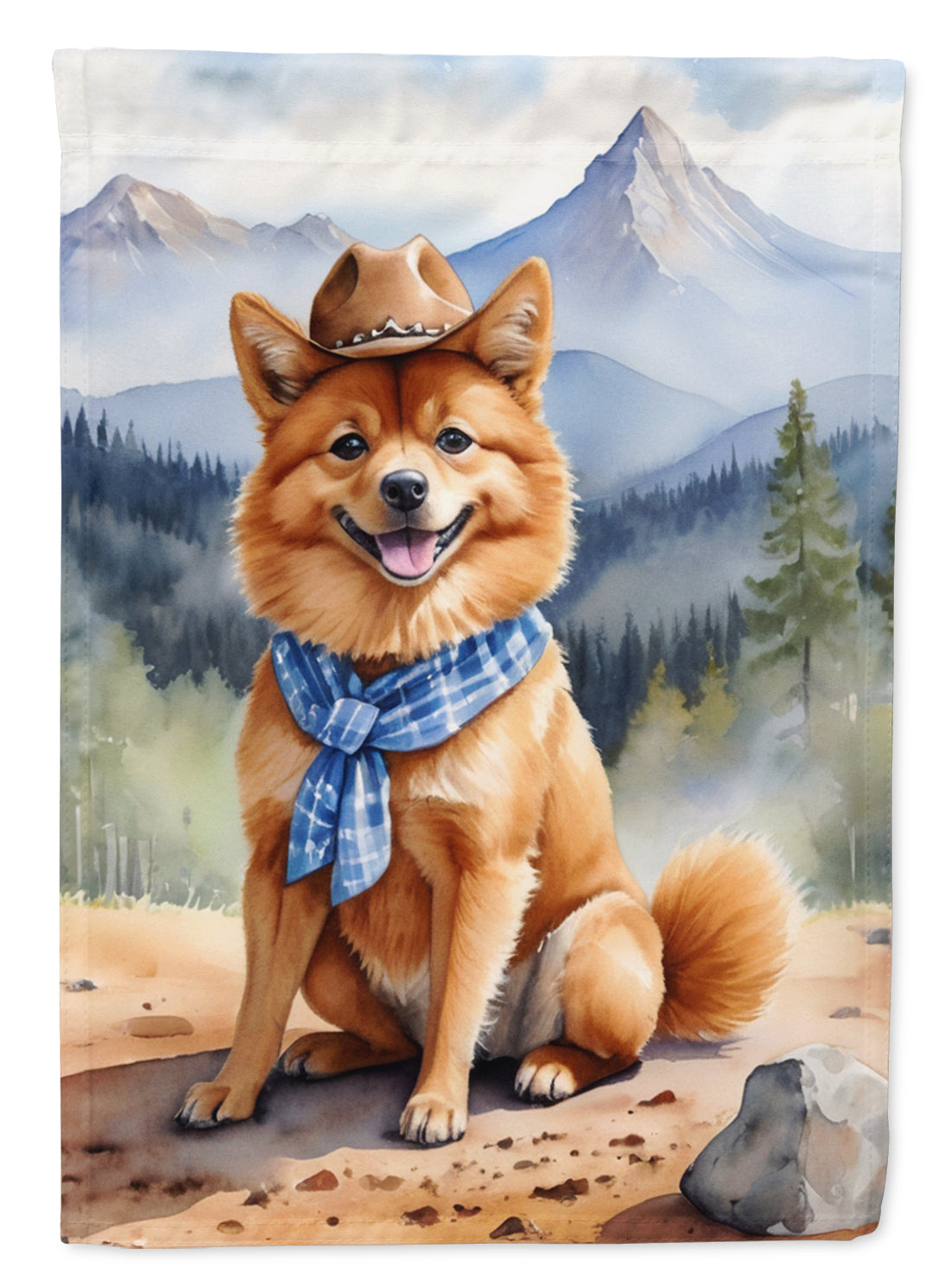 Finnish Spitz Cowboy Welcome Garden Flag Mailbox Decorative Yard Banner Outside Patio Artwork for Flower Beds, Garden Size, Multicolor