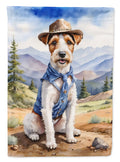 Fox Terrier Cowboy Welcome House Flag 28x40 Porch Sleeve Pole Decorative Outside Yard Banner Artwork Wall Hanging, Polyester