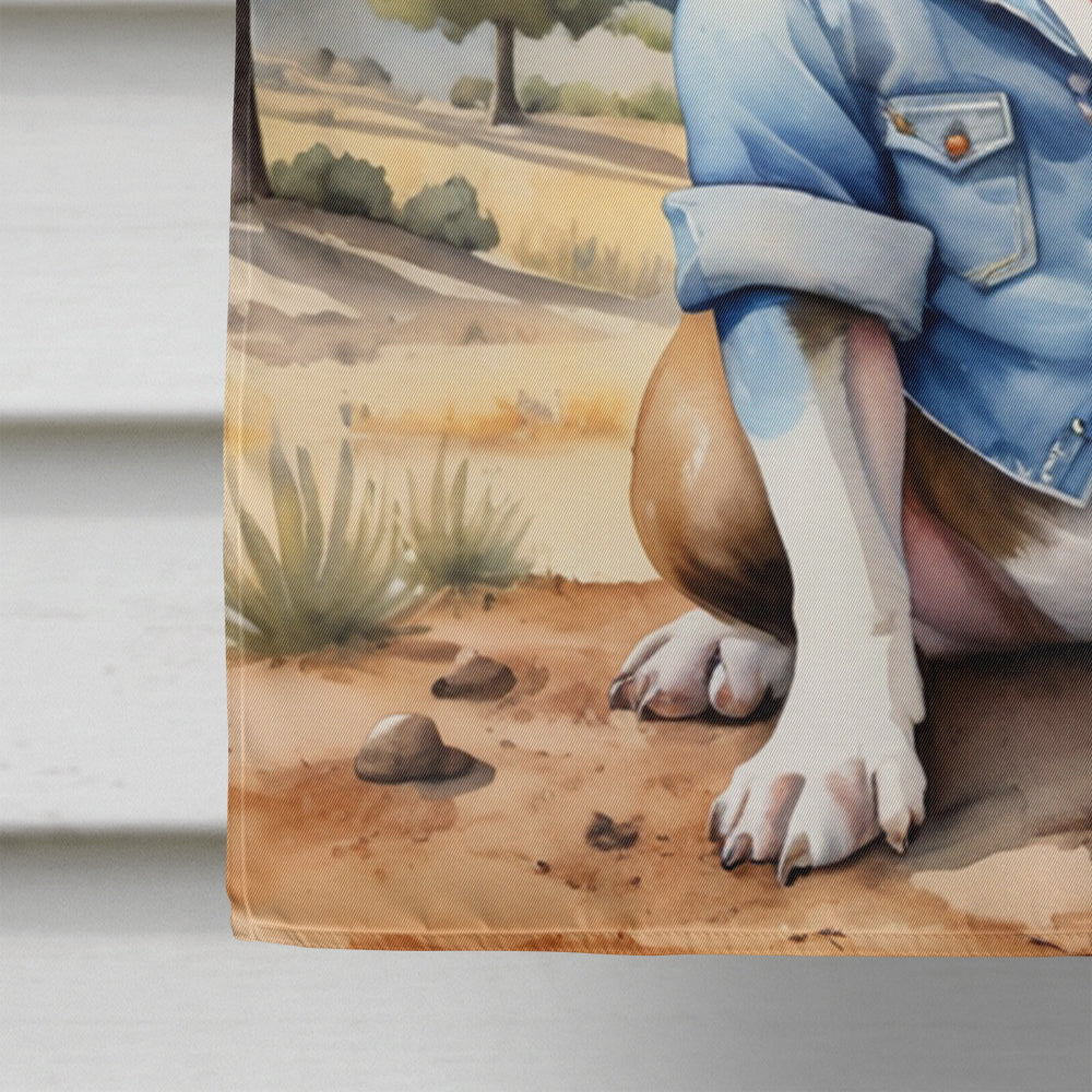 French Bulldog Cowboy Welcome House Flag 28x40 Porch Sleeve Pole Decorative Outside Yard Banner Artwork Wall Hanging, Polyester