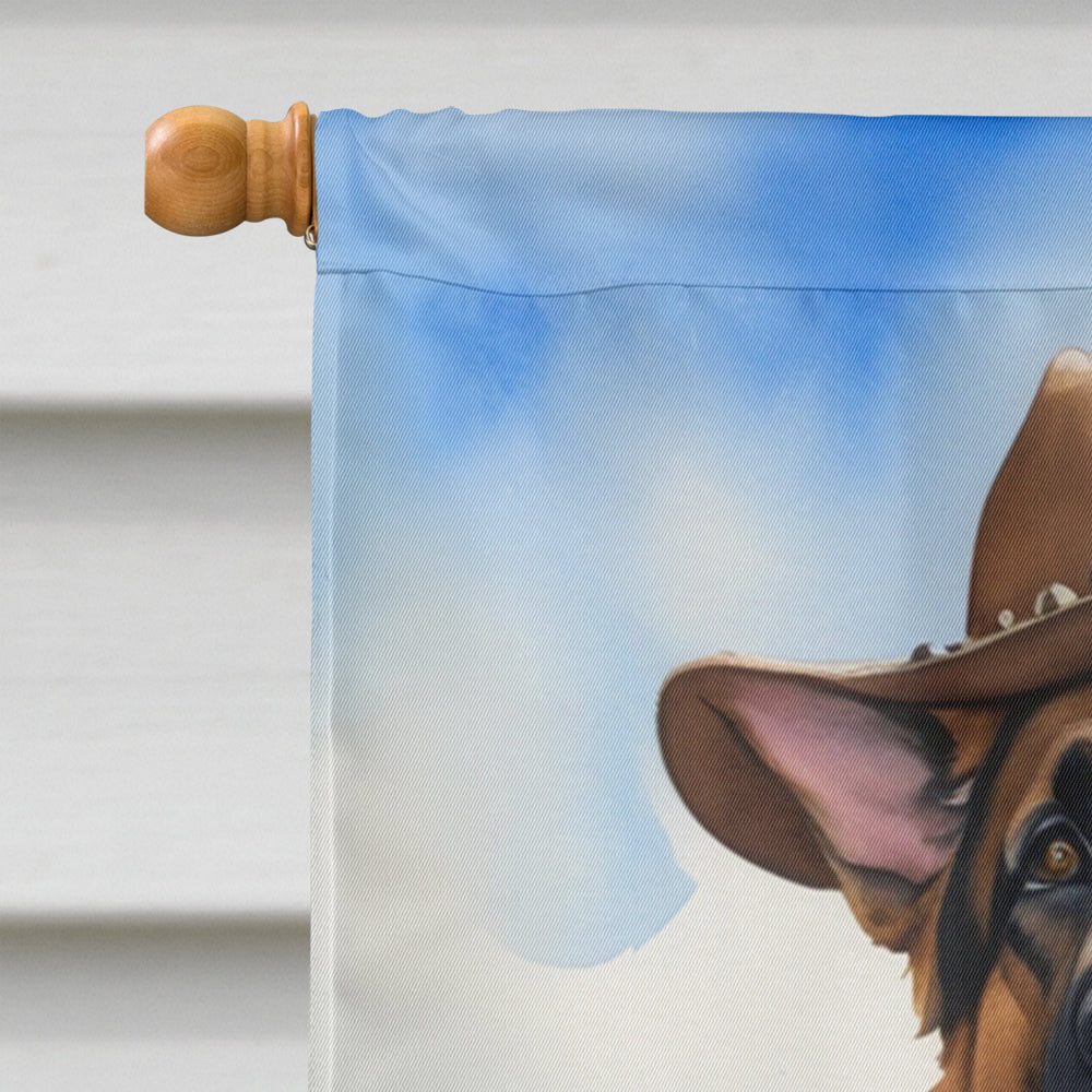 German Shepherd Cowboy Welcome House Flag 28x40 Porch Sleeve Pole Decorative Outside Yard Banner Artwork Wall Hanging, Polyester