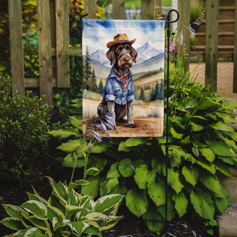 German Wirehaired Pointer Cowboy Welcome Garden Flag Mailbox Decorative Yard Banner Outside Patio Artwork for Flower Beds, Garden Size, Multicolor
