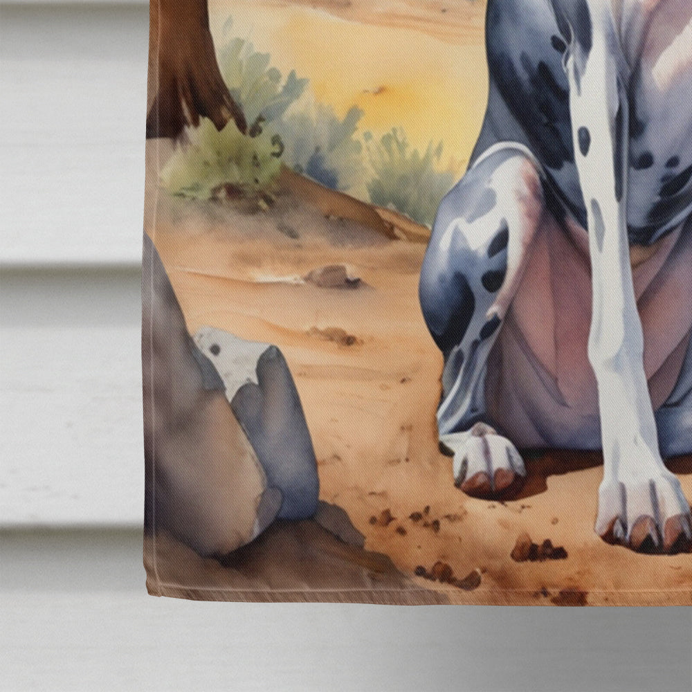 Great Dane Cowboy Welcome House Flag 28x40 Porch Sleeve Pole Decorative Outside Yard Banner Artwork Wall Hanging, Polyester