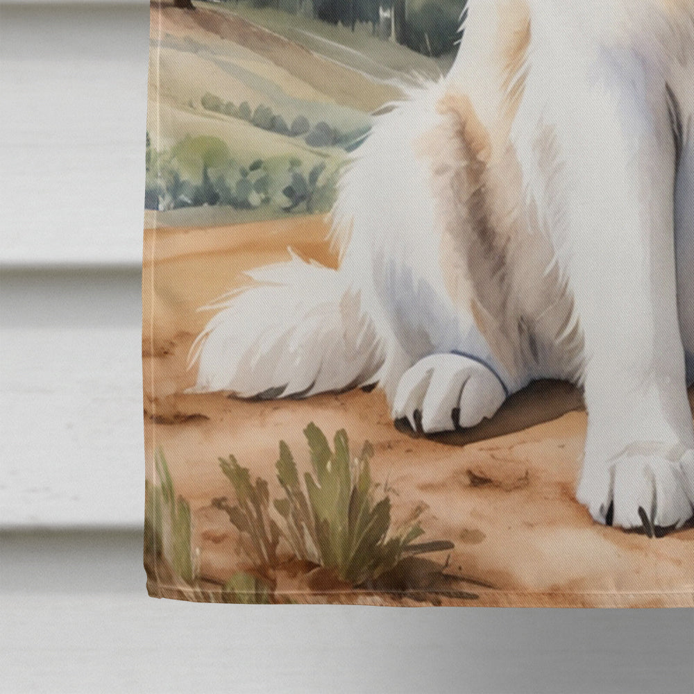 Great Pyrenees Cowboy Welcome House Flag 28x40 Porch Sleeve Pole Decorative Outside Yard Banner Artwork Wall Hanging, Polyester