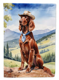 Irish Setter Cowboy Welcome House Flag 28x40 Porch Sleeve Pole Decorative Outside Yard Banner Artwork Wall Hanging, Polyester
