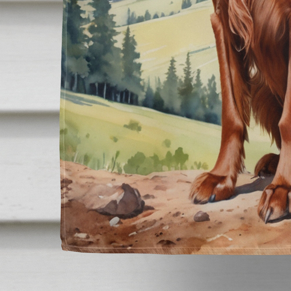 Irish Setter Cowboy Welcome House Flag 28x40 Porch Sleeve Pole Decorative Outside Yard Banner Artwork Wall Hanging, Polyester