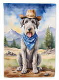 Irish Wolfhound Cowboy Welcome House Flag 28x40 Porch Sleeve Pole Decorative Outside Yard Banner Artwork Wall Hanging, Polyester