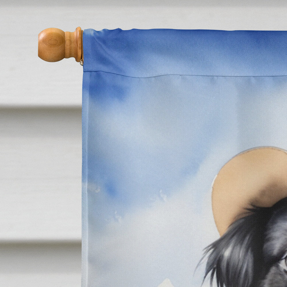 Japanese Chin Cowboy Welcome House Flag 28x40 Porch Sleeve Pole Decorative Outside Yard Banner Artwork Wall Hanging, Polyester