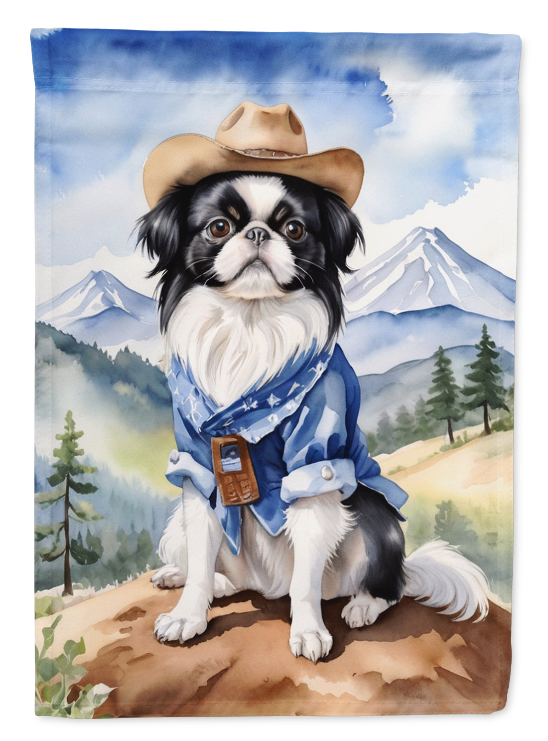 Japanese Chin Cowboy Welcome Garden Flag Mailbox Decorative Yard Banner Outside Patio Artwork for Flower Beds, Garden Size, Multicolor