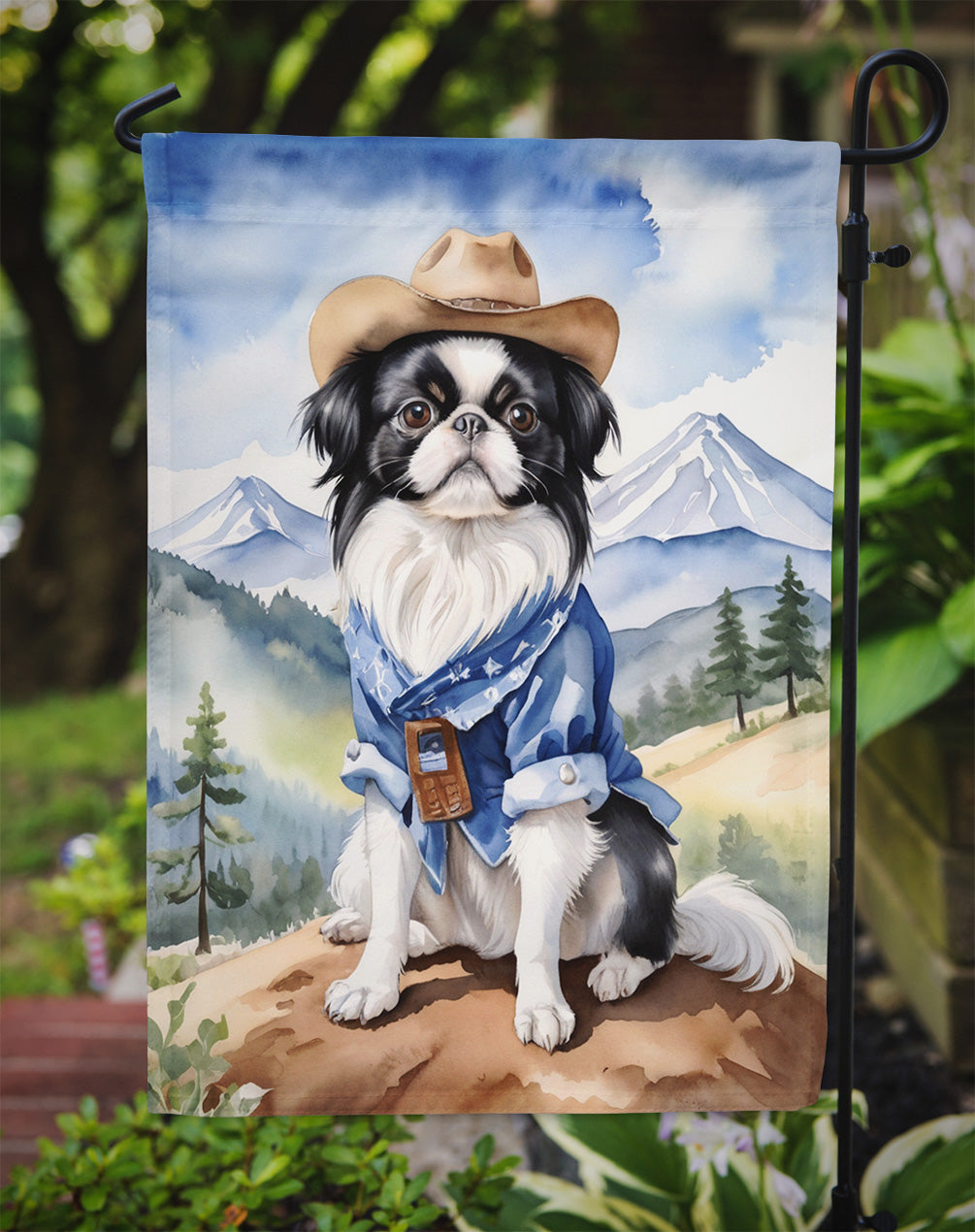 Japanese Chin Cowboy Welcome Garden Flag Mailbox Decorative Yard Banner Outside Patio Artwork for Flower Beds, Garden Size, Multicolor