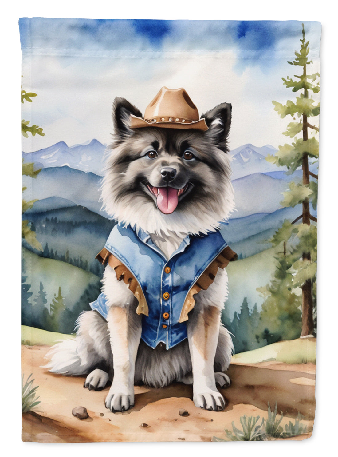 Keeshond Cowboy Welcome Garden Flag Mailbox Decorative Yard Banner Outside Patio Artwork for Flower Beds, Garden Size, Multicolor