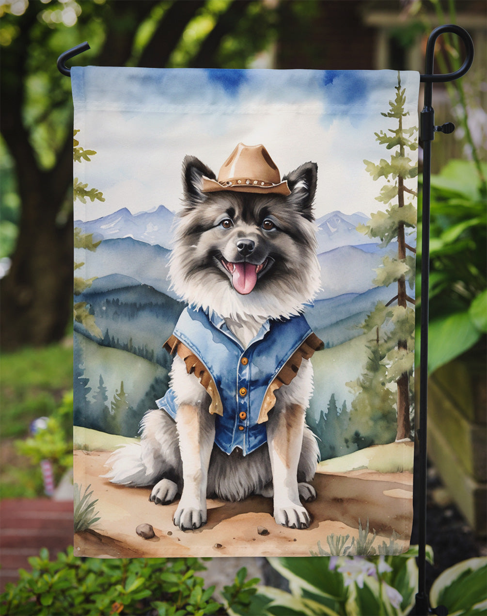Keeshond Cowboy Welcome Garden Flag Mailbox Decorative Yard Banner Outside Patio Artwork for Flower Beds, Garden Size, Multicolor