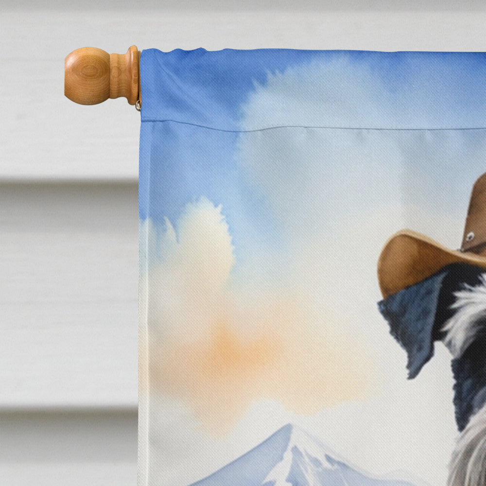 Kerry Blue Terrier Cowboy Welcome House Flag 28x40 Porch Sleeve Pole Decorative Outside Yard Banner Artwork Wall Hanging, Polyester