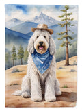 Komondor Cowboy Welcome House Flag 28x40 Porch Sleeve Pole Decorative Outside Yard Banner Artwork Wall Hanging, Polyester