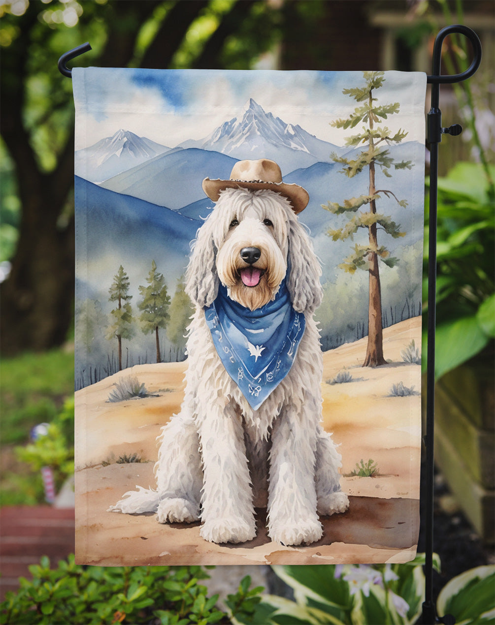 Komondor Cowboy Welcome Garden Flag Mailbox Decorative Yard Banner Outside Patio Artwork for Flower Beds, Garden Size, Multicolor