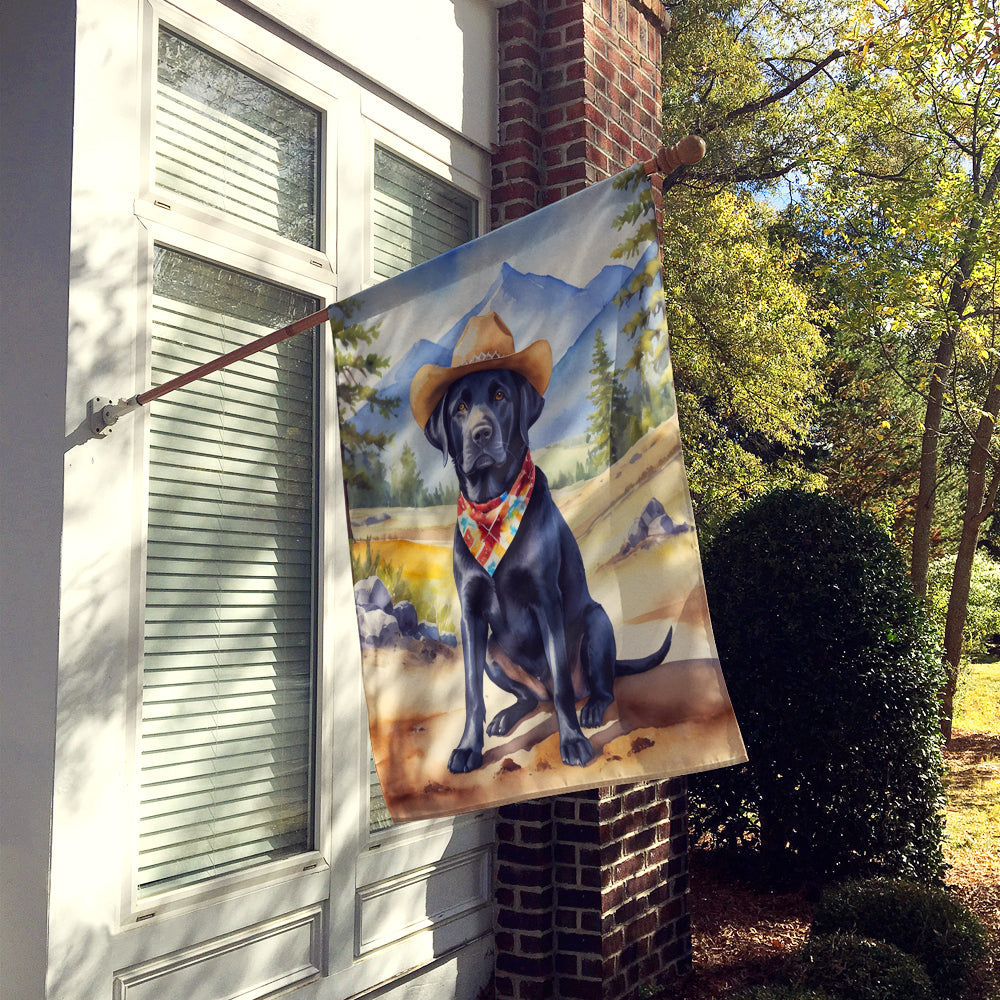Labrador Retriever Cowboy Welcome House Flag 28x40 Porch Sleeve Pole Decorative Outside Yard Banner Artwork Wall Hanging, Polyester