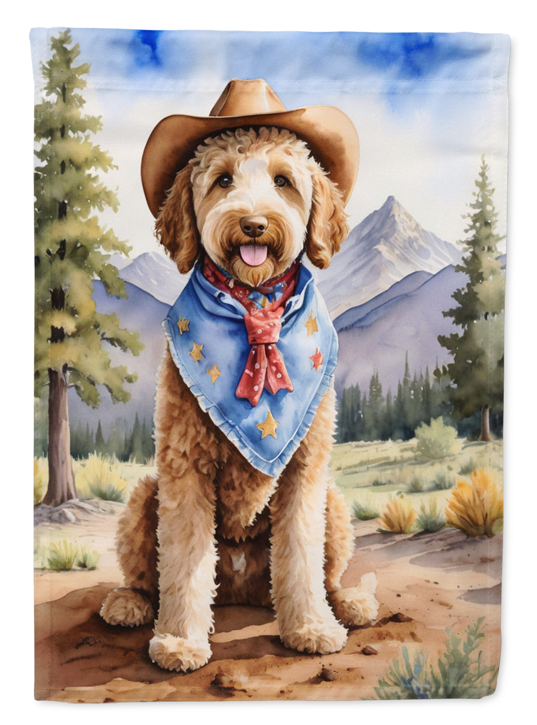 Labradoodle Cowboy Welcome Garden Flag Mailbox Decorative Yard Banner Outside Patio Artwork for Flower Beds, Garden Size, Multicolor