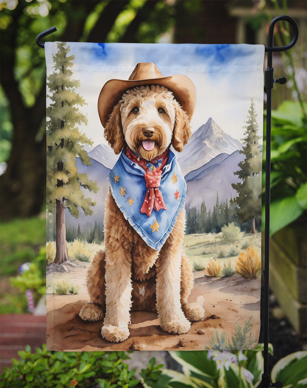 Labradoodle Cowboy Welcome Garden Flag Mailbox Decorative Yard Banner Outside Patio Artwork for Flower Beds, Garden Size, Multicolor