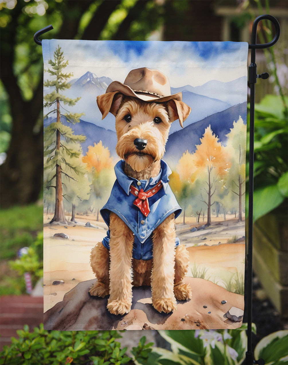 Lakeland Terrier Cowboy Welcome Garden Flag Mailbox Decorative Yard Banner Outside Patio Artwork for Flower Beds, Garden Size, Multicolor