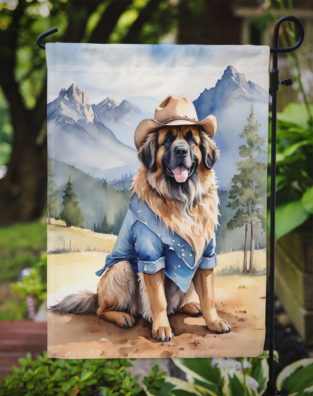 Leonberger Cowboy Welcome Garden Flag Mailbox Decorative Yard Banner Outside Patio Artwork for Flower Beds, Garden Size, Multicolor