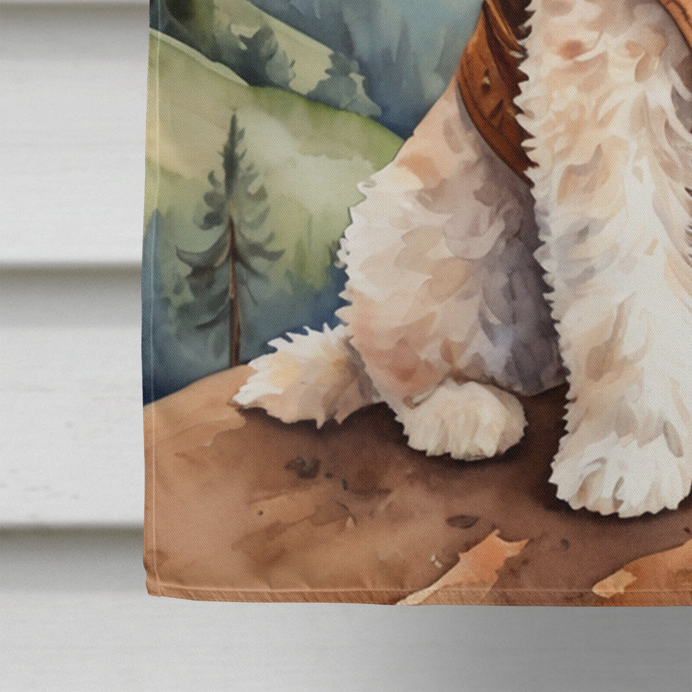 Maltipoo Cowboy Welcome House Flag 28x40 Porch Sleeve Pole Decorative Outside Yard Banner Artwork Wall Hanging, Polyester