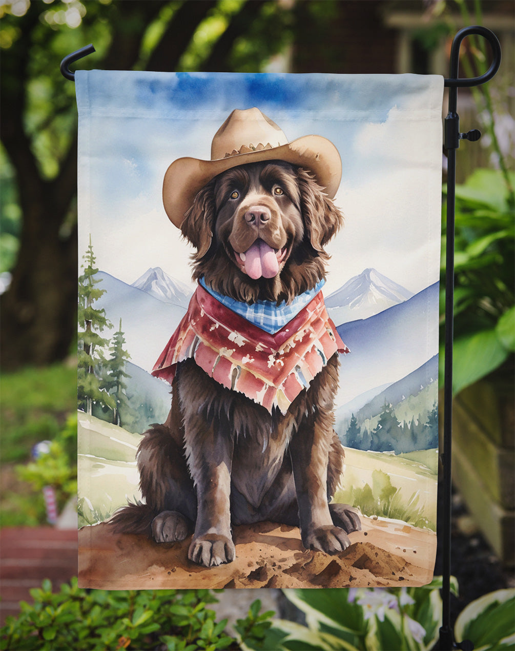 Newfoundland Cowboy Welcome Garden Flag Mailbox Decorative Yard Banner Outside Patio Artwork for Flower Beds, Garden Size, Multicolor