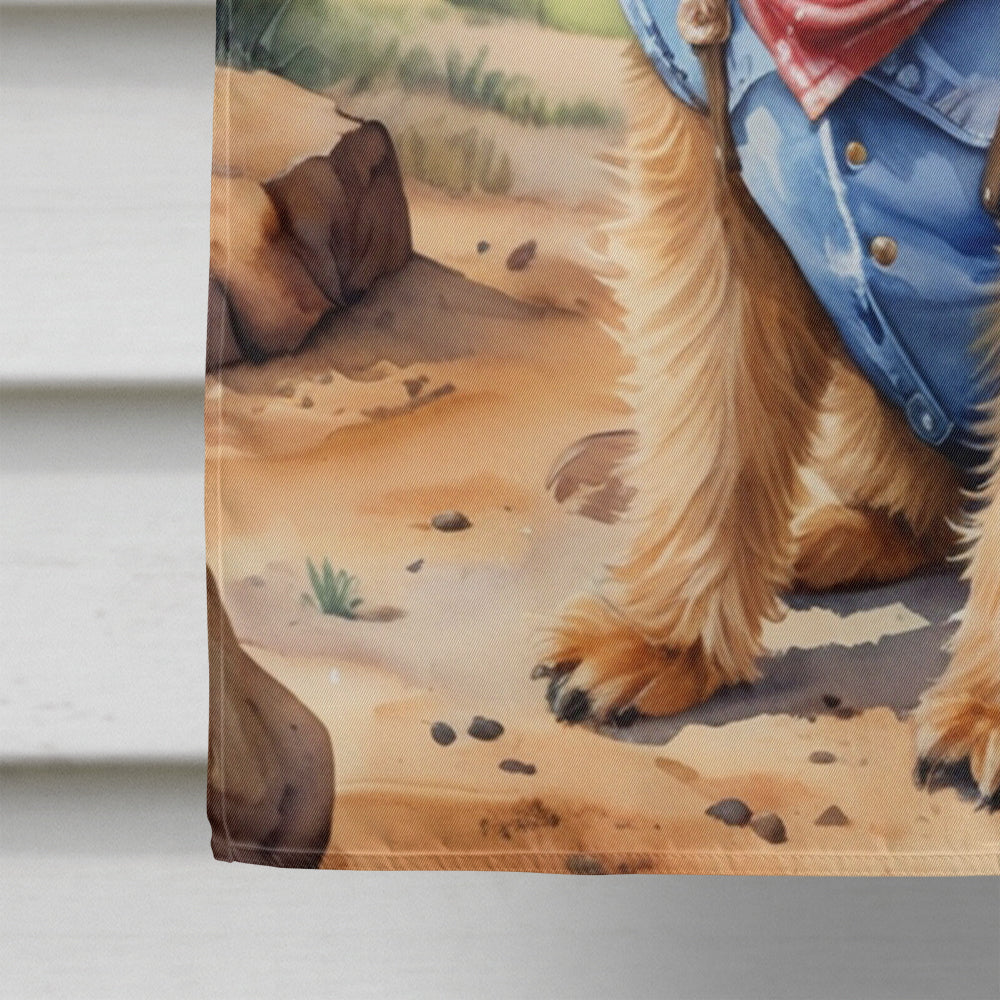 Norwich Terrier Cowboy Welcome House Flag 28x40 Porch Sleeve Pole Decorative Outside Yard Banner Artwork Wall Hanging, Polyester
