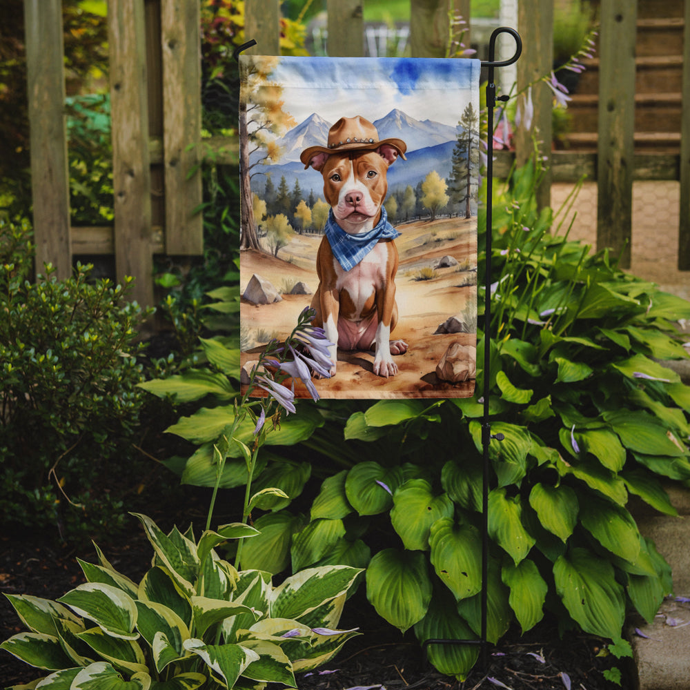 Pit Bull Terrier Cowboy Welcome Garden Flag Mailbox Decorative Yard Banner Outside Patio Artwork for Flower Beds, Garden Size, Multicolor