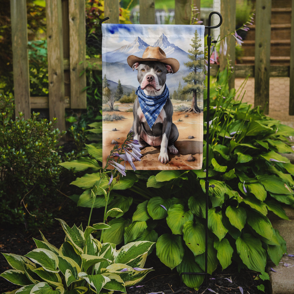 Pit Bull Terrier Cowboy Welcome Garden Flag Mailbox Decorative Yard Banner Outside Patio Artwork for Flower Beds, Garden Size, Multicolor