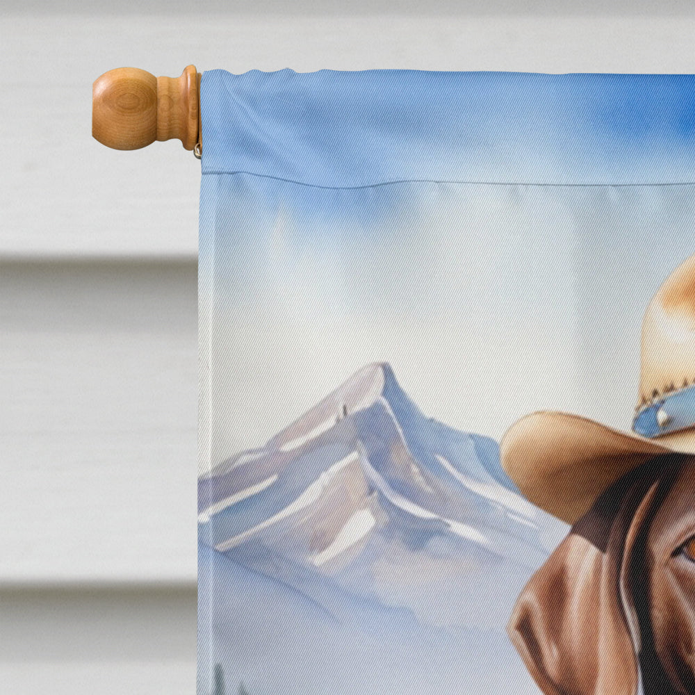 Pointer Cowboy Welcome House Flag 28x40 Porch Sleeve Pole Decorative Outside Yard Banner Artwork Wall Hanging, Polyester