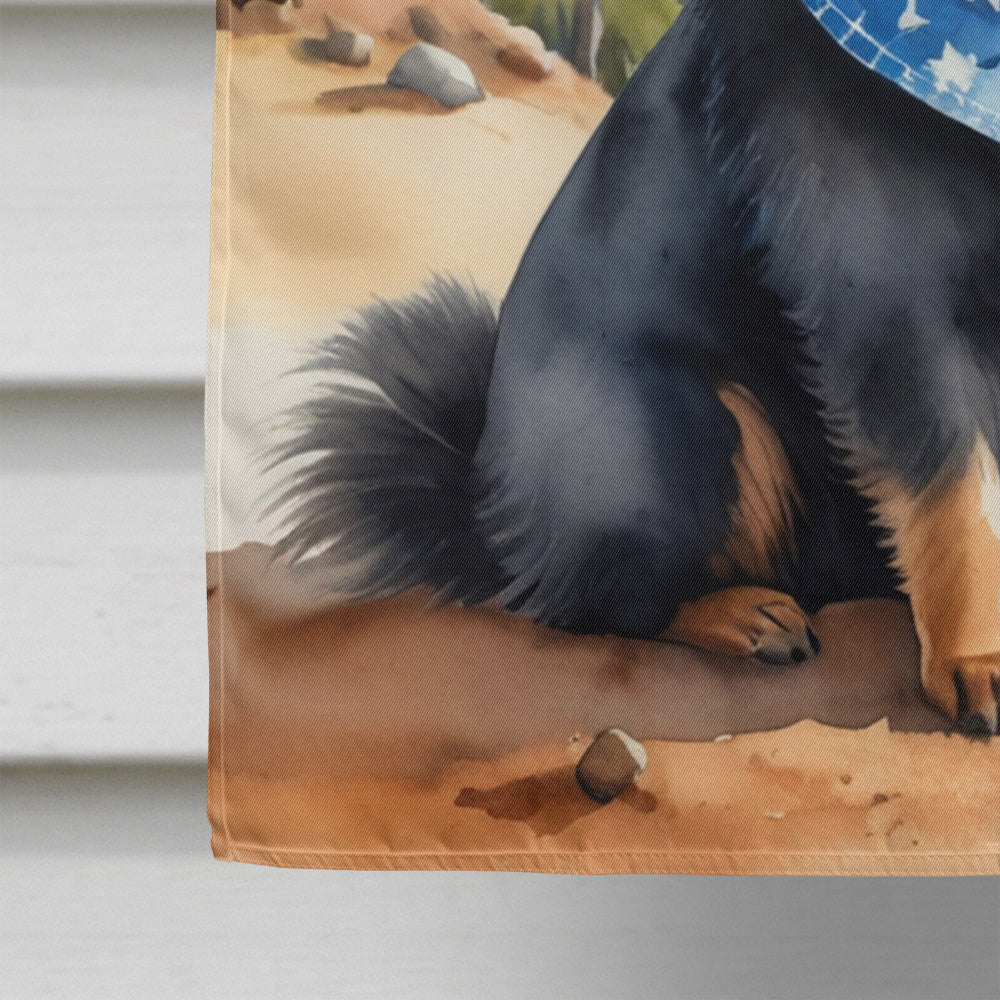 Pomeranian Cowboy Welcome House Flag 28x40 Porch Sleeve Pole Decorative Outside Yard Banner Artwork Wall Hanging, Polyester