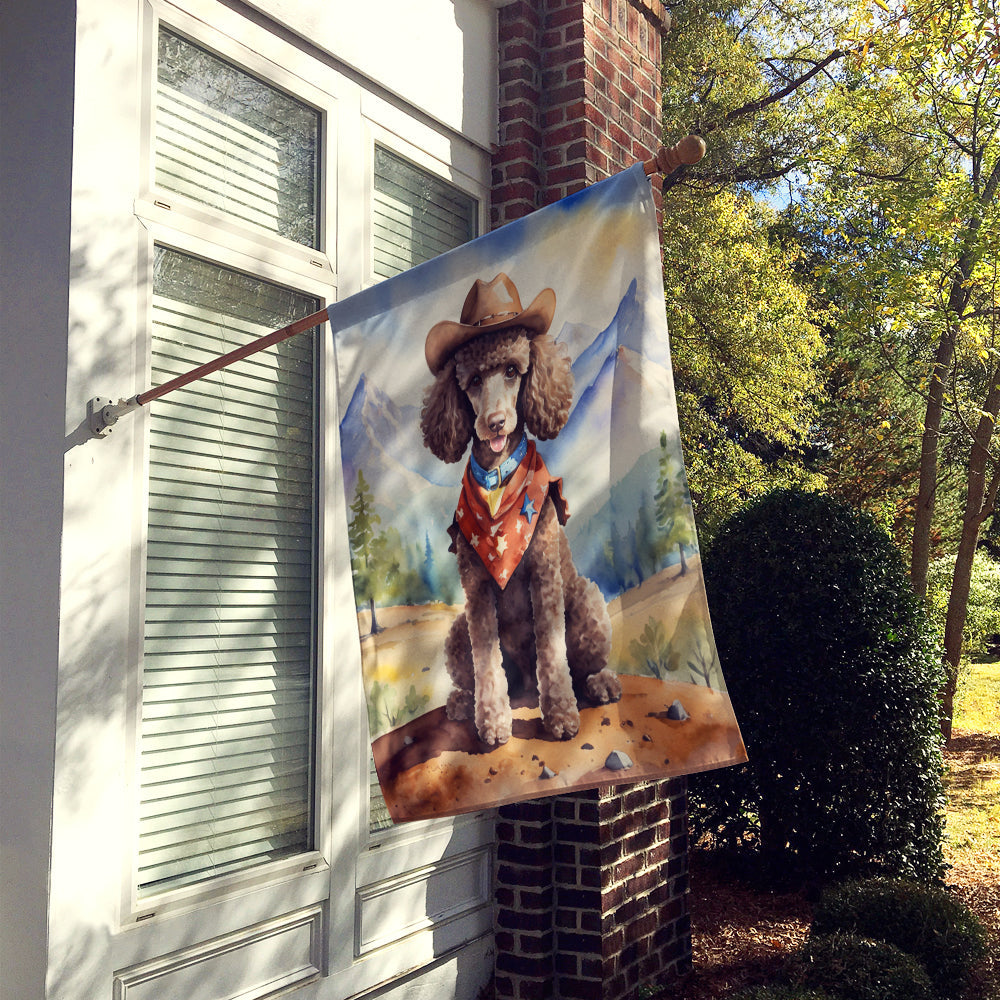 Poodle Cowboy Welcome House Flag 28x40 Porch Sleeve Pole Decorative Outside Yard Banner Artwork Wall Hanging, Polyester