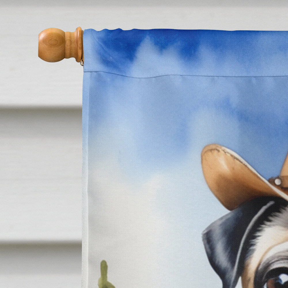 Pug Cowboy Welcome House Flag 28x40 Porch Sleeve Pole Decorative Outside Yard Banner Artwork Wall Hanging, Polyester