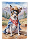 Rat Terrier Cowboy Welcome House Flag 28x40 Porch Sleeve Pole Decorative Outside Yard Banner Artwork Wall Hanging, Polyester