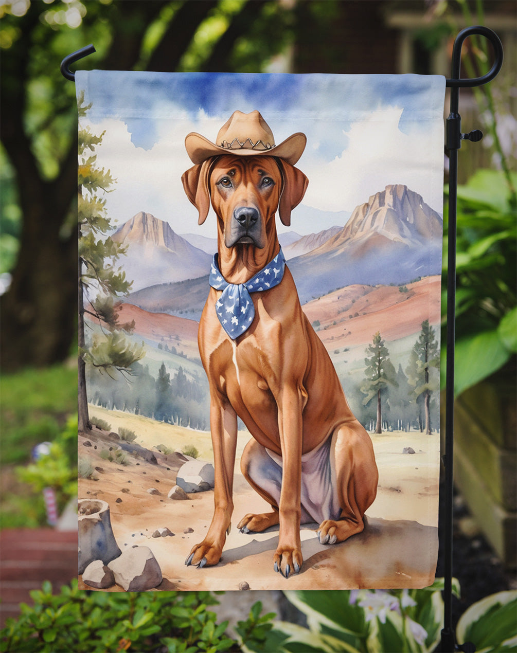 Rhodesian Ridgeback Cowboy Welcome Garden Flag Mailbox Decorative Yard Banner Outside Patio Artwork for Flower Beds, Garden Size, Multicolor