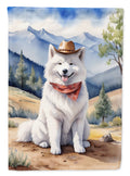 Samoyed Cowboy Welcome House Flag 28x40 Porch Sleeve Pole Decorative Outside Yard Banner Artwork Wall Hanging, Polyester