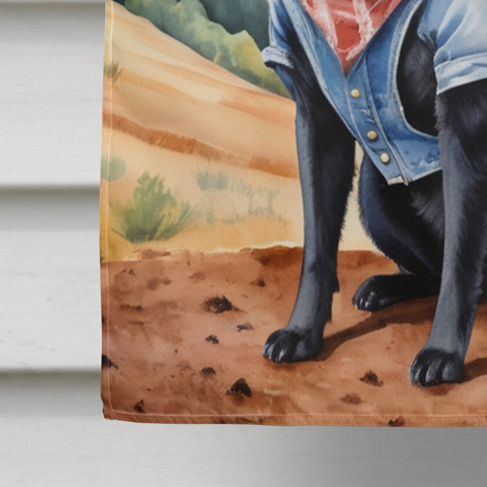 Schipperke Cowboy Welcome House Flag 28x40 Porch Sleeve Pole Decorative Outside Yard Banner Artwork Wall Hanging, Polyester