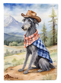Scottish Deerhound Cowboy Welcome House Flag 28x40 Porch Sleeve Pole Decorative Outside Yard Banner Artwork Wall Hanging, Polyester