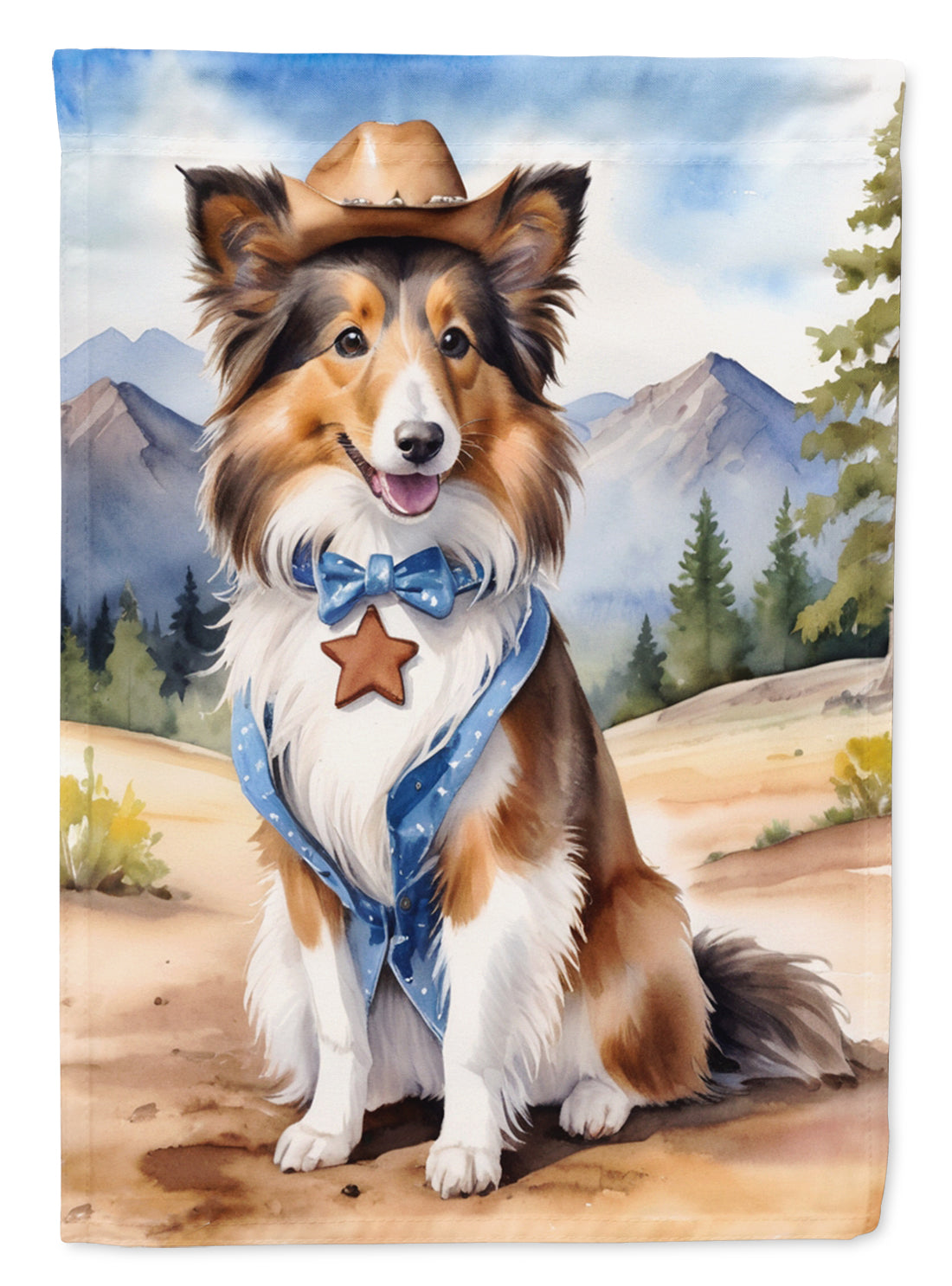 Sheltie Cowboy Welcome Garden Flag Mailbox Decorative Yard Banner Outside Patio Artwork for Flower Beds, Garden Size, Multicolor