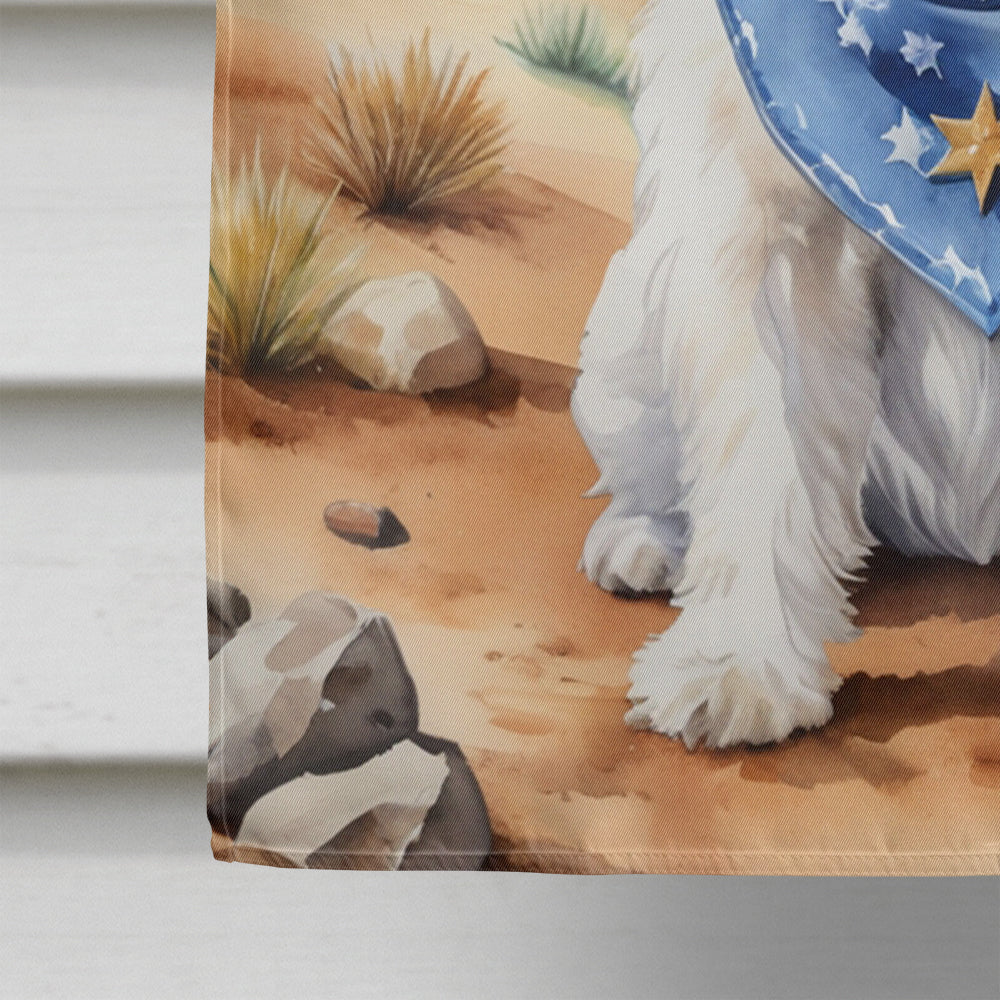 Shih Tzu Cowboy Welcome House Flag 28x40 Porch Sleeve Pole Decorative Outside Yard Banner Artwork Wall Hanging, Polyester