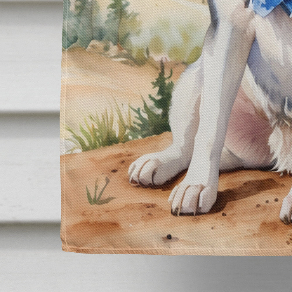 Siberian Husky Cowboy Welcome House Flag 28x40 Porch Sleeve Pole Decorative Outside Yard Banner Artwork Wall Hanging, Polyester