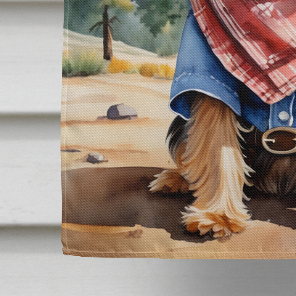 Silky Terrier Cowboy Welcome House Flag 28x40 Porch Sleeve Pole Decorative Outside Yard Banner Artwork Wall Hanging, Polyester
