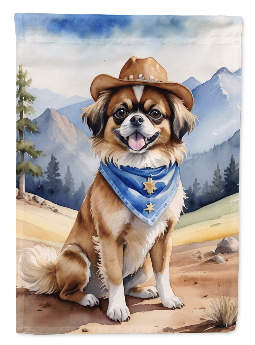 Tibetan Spaniel Cowboy Welcome Garden Flag Mailbox Decorative Yard Banner Outside Patio Artwork for Flower Beds, Garden Size, Multicolor
