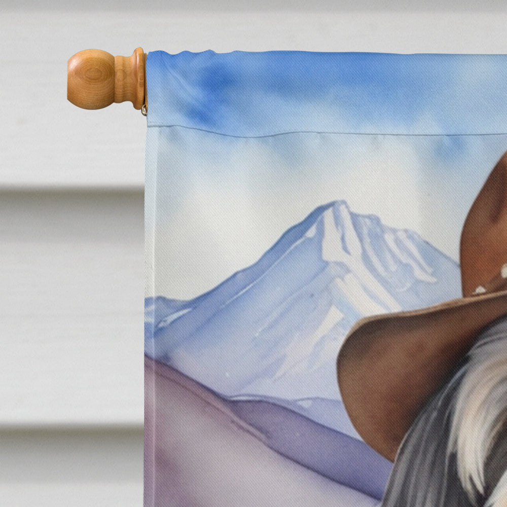 Tibetan Terrier Cowboy Welcome House Flag 28x40 Porch Sleeve Pole Decorative Outside Yard Banner Artwork Wall Hanging, Polyester
