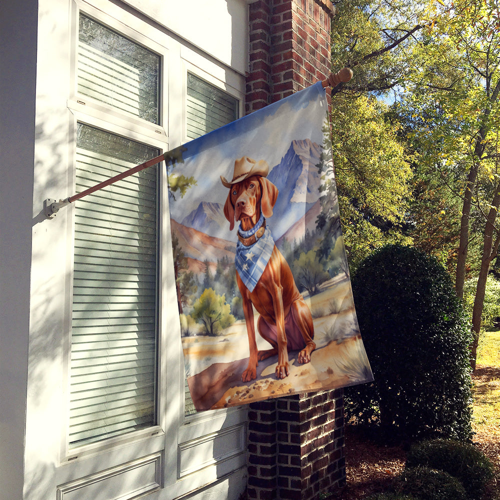 Vizsla Cowboy Welcome House Flag 28x40 Porch Sleeve Pole Decorative Outside Yard Banner Artwork Wall Hanging, Polyester
