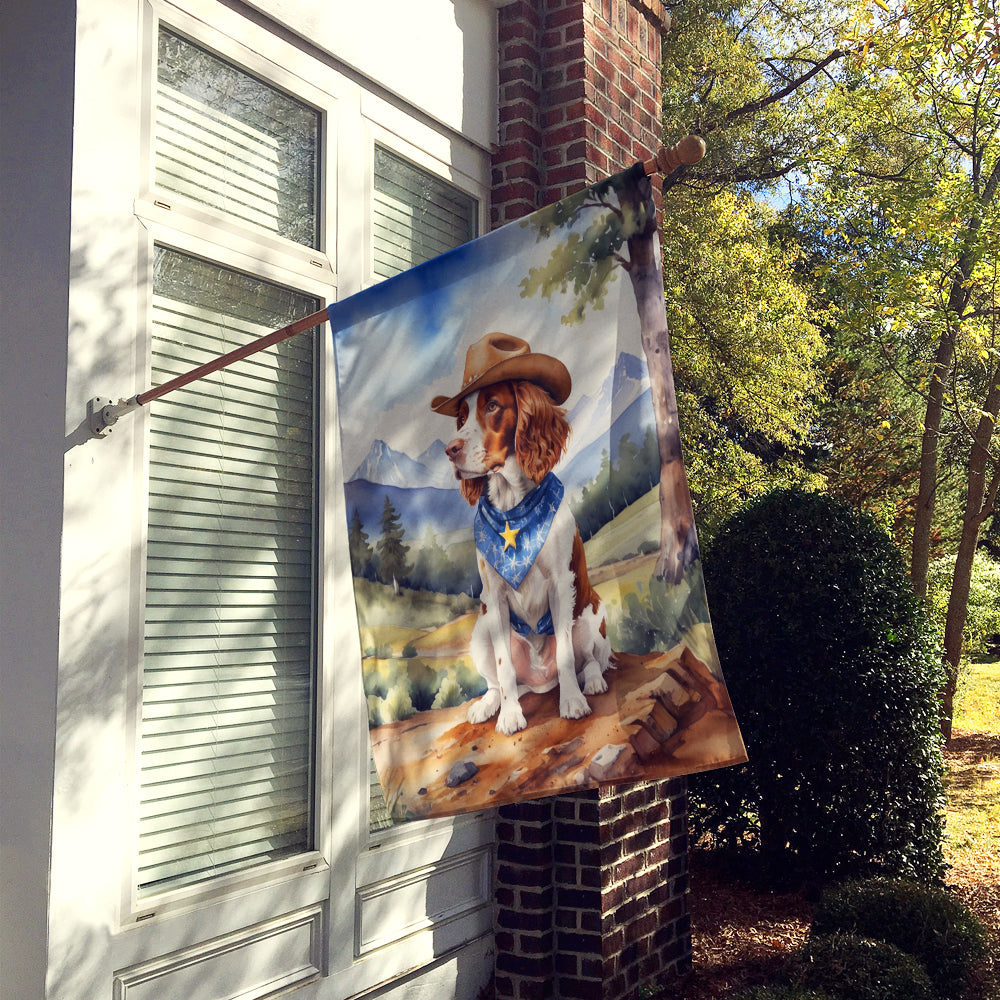 Welsh Springer Spaniel Cowboy Welcome House Flag 28x40 Porch Sleeve Pole Decorative Outside Yard Banner Artwork Wall Hanging, Polyester